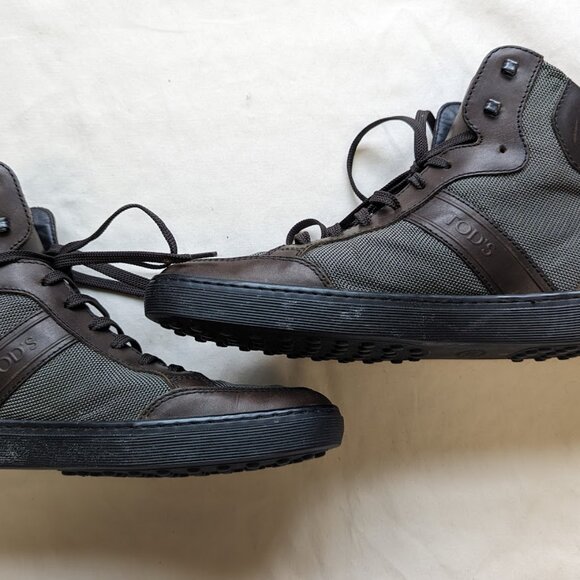 Tod\'s High top leather Mesh driving boots / sneakers Men’s Size 8.5
